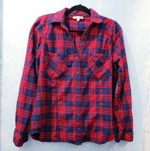 Skies Are Blue Buttons Down Flannel Shirt Size L